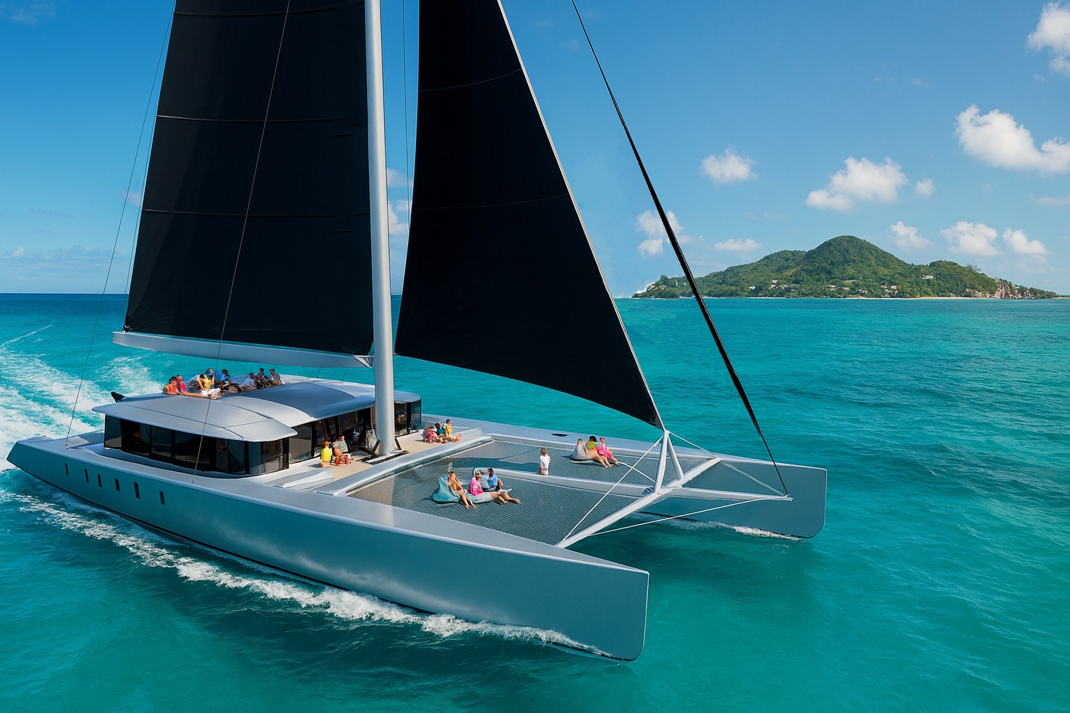 Team Adventure 2.0 — 110' superyacht catamaran rendering